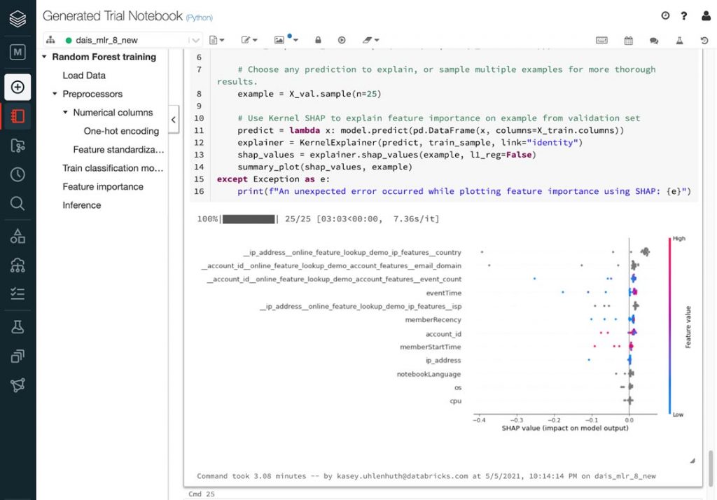 砖AutoML,玻璃盒方法AutoML提供Python笔记本为每个模型训练增加开发人员的工作流程。