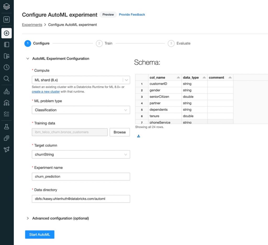 砖AutoML公共预览版截然不同训练sklearn和xgboost模型(二进制和多级)分类和回归问题。